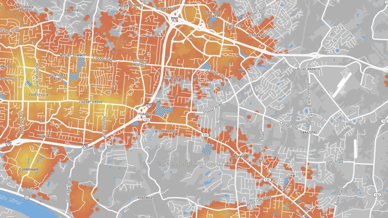 Bike Grade map of 45245, OH