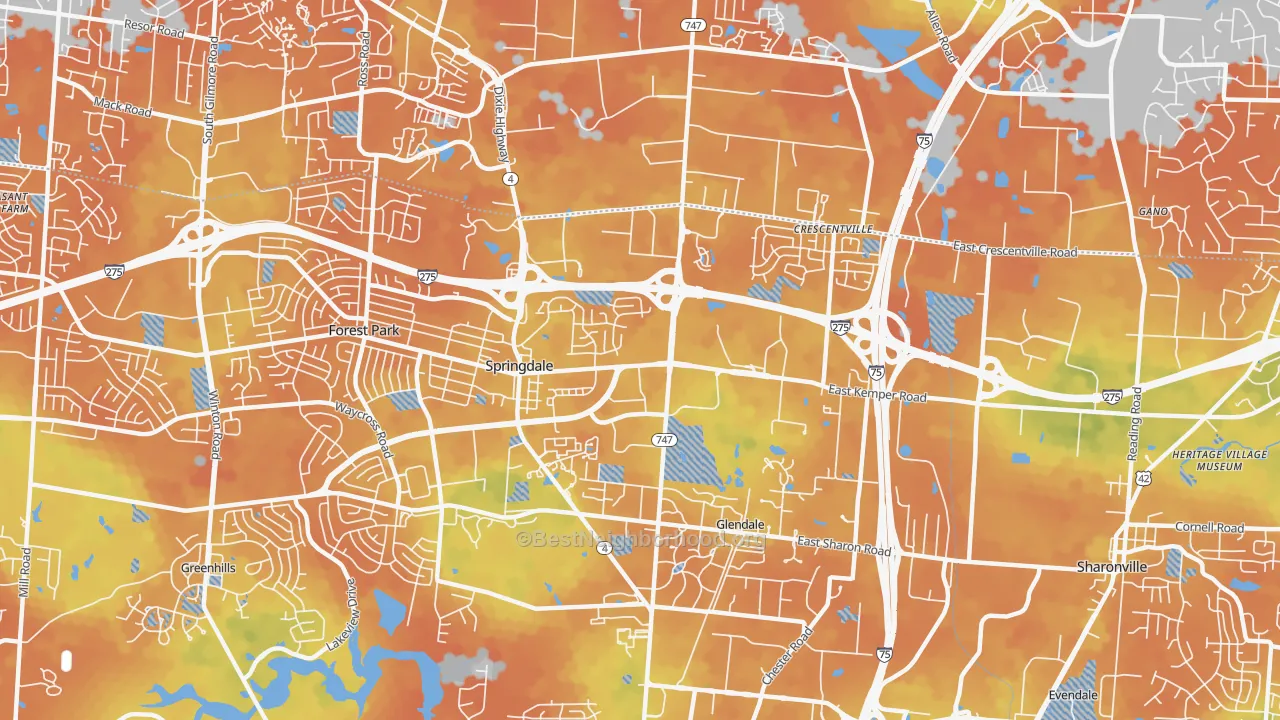 Bike Grade map of 45246, OH