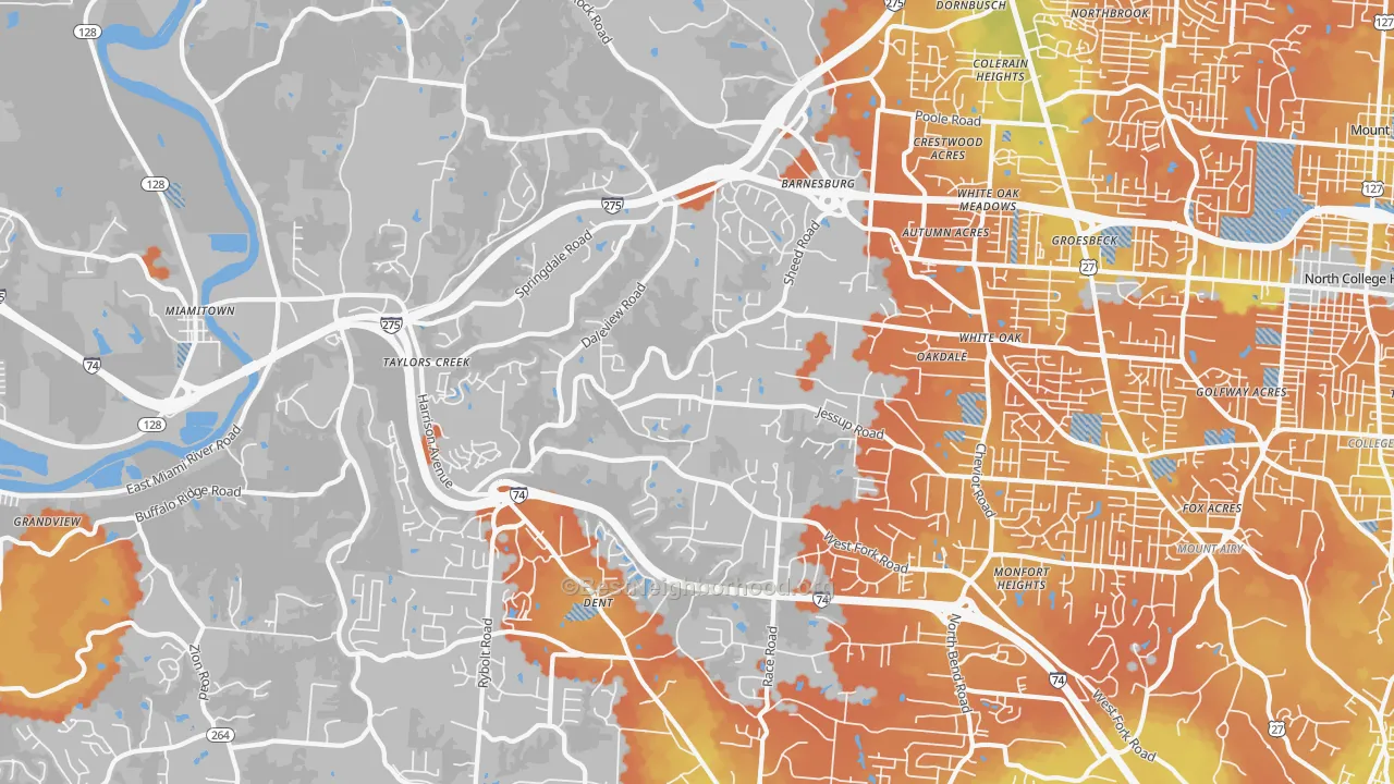 Bike Grade map of 45247, OH