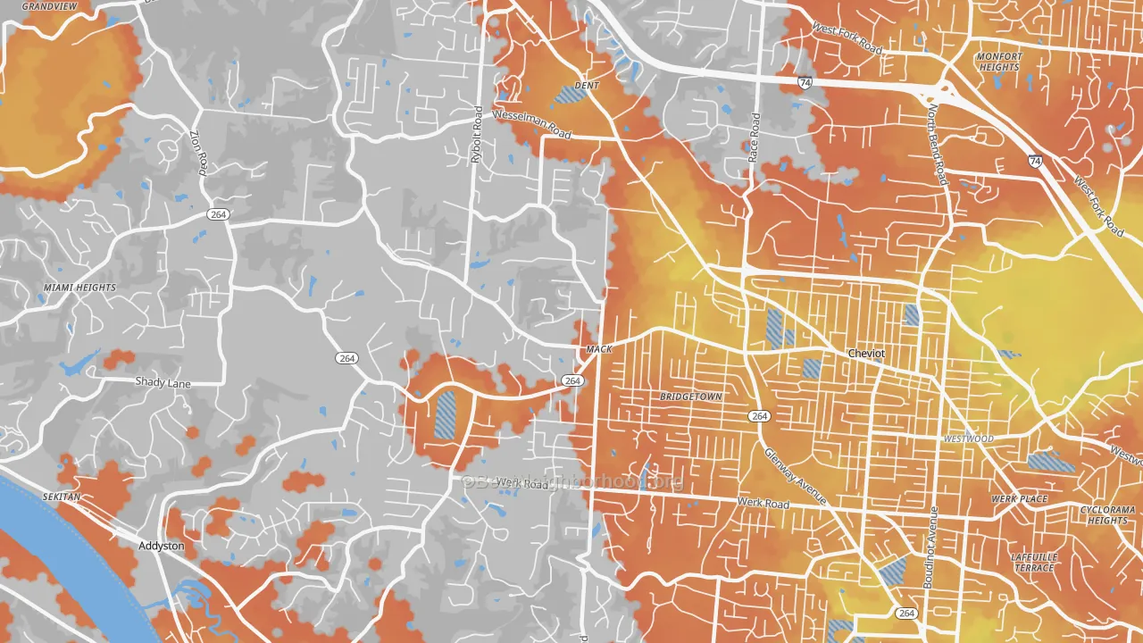 Bike Grade map of 45248, OH