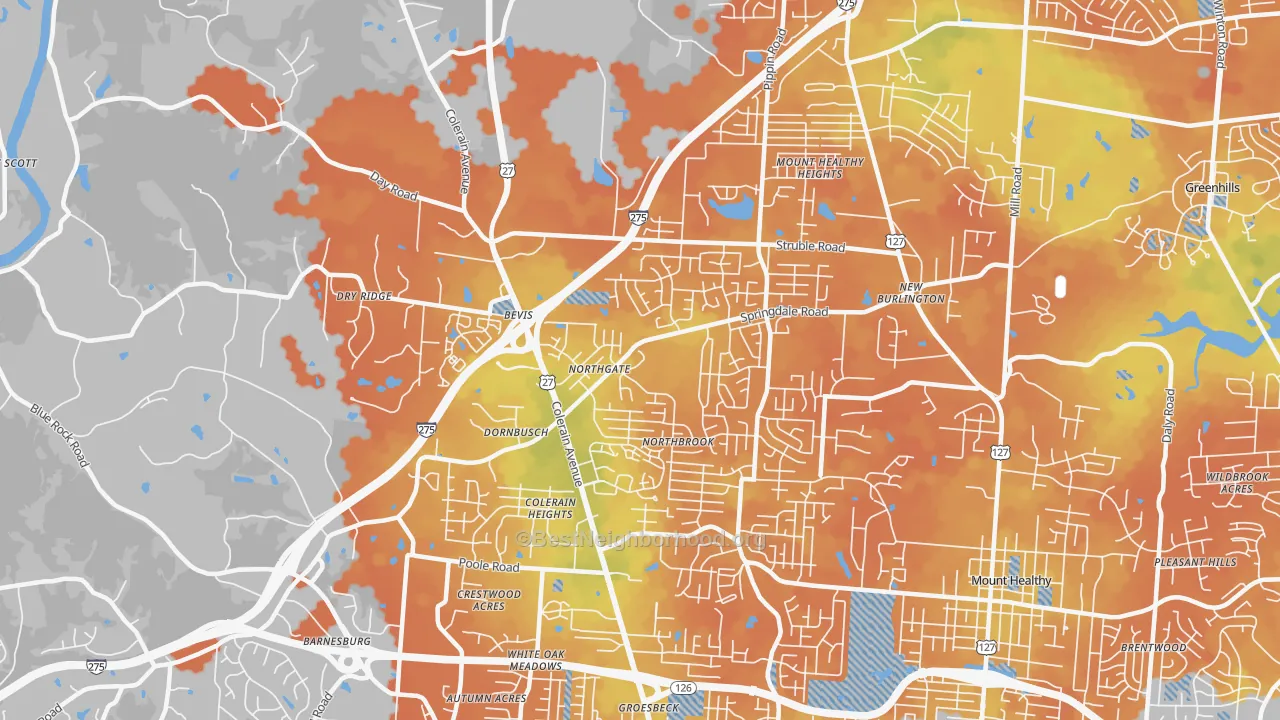 Bike Grade map of 45251, OH