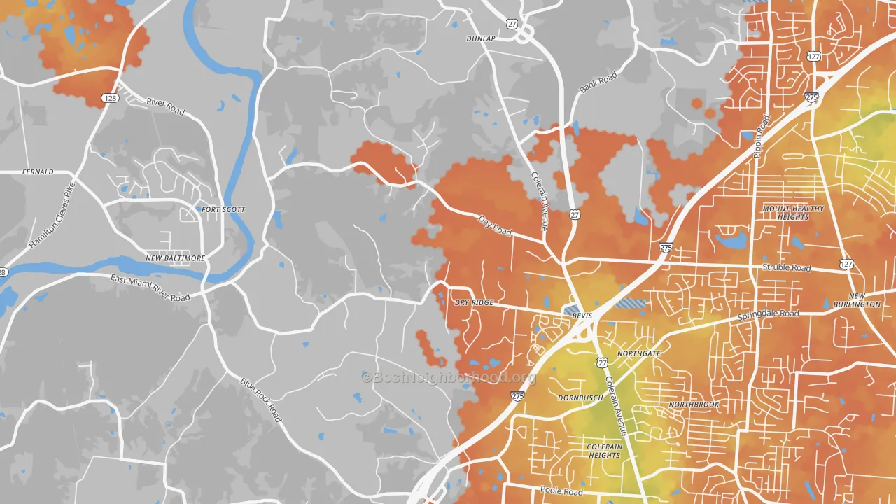 Bike Grade map of 45252, OH