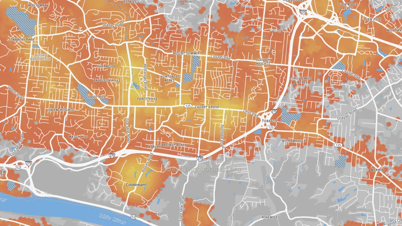 Bike Grade map of 45255, OH