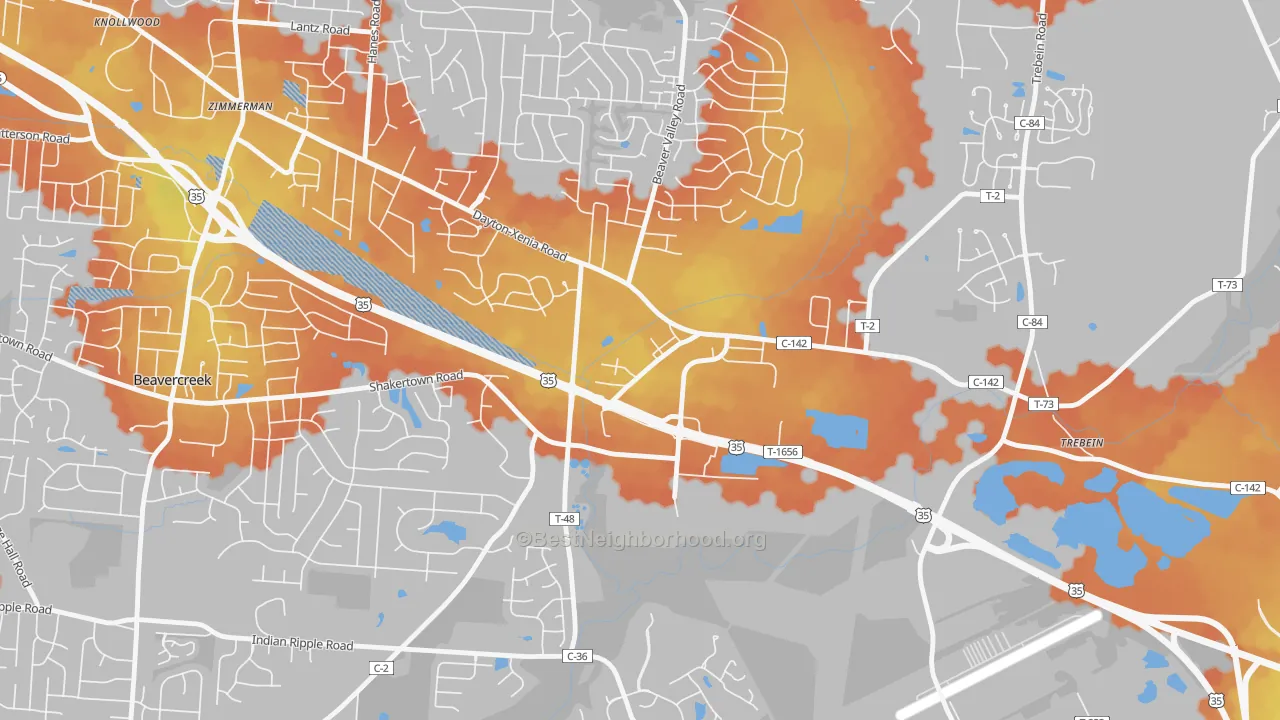 Bike Grade map of 45301, OH