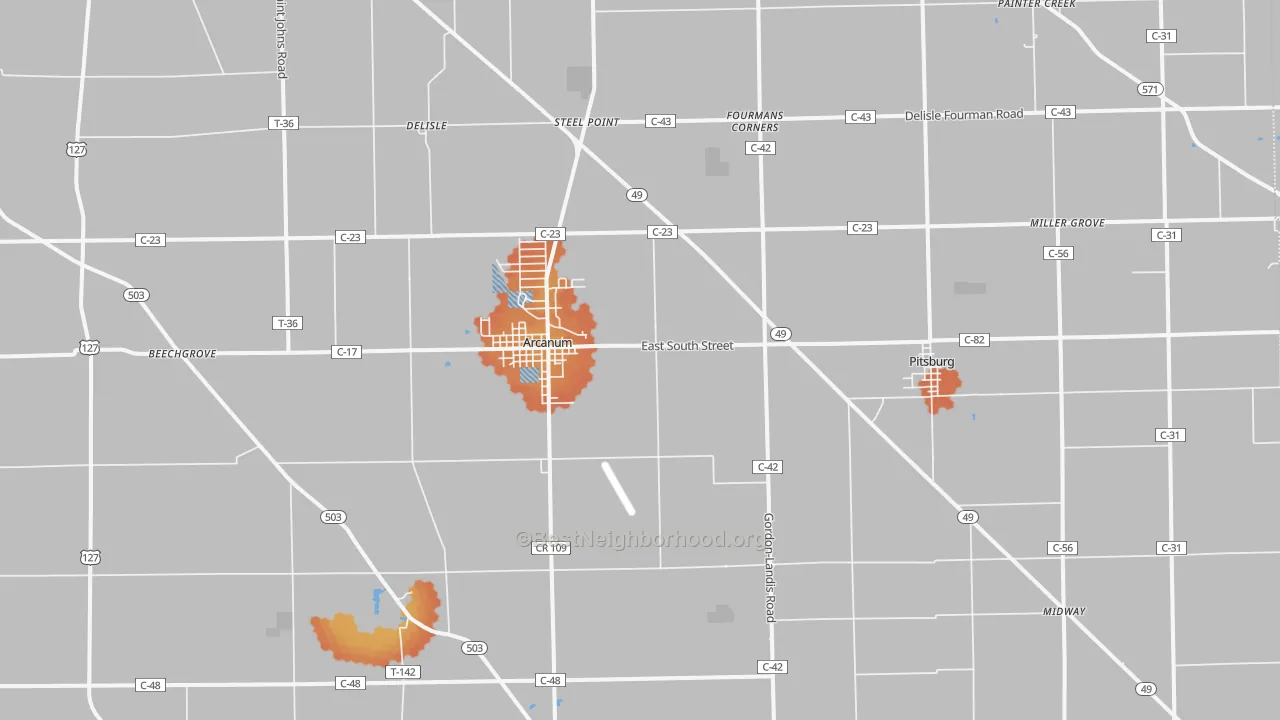 Bike Grade map of 45304, OH