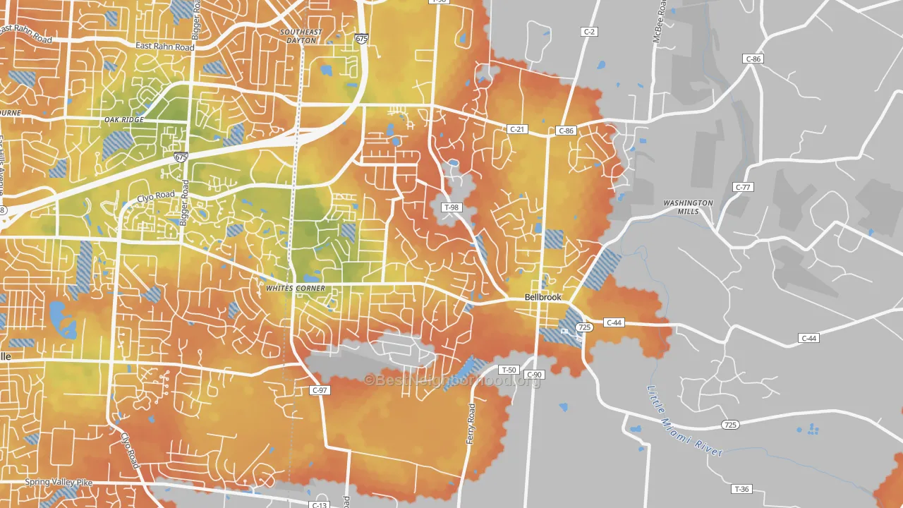Bike Grade map of 45305, OH