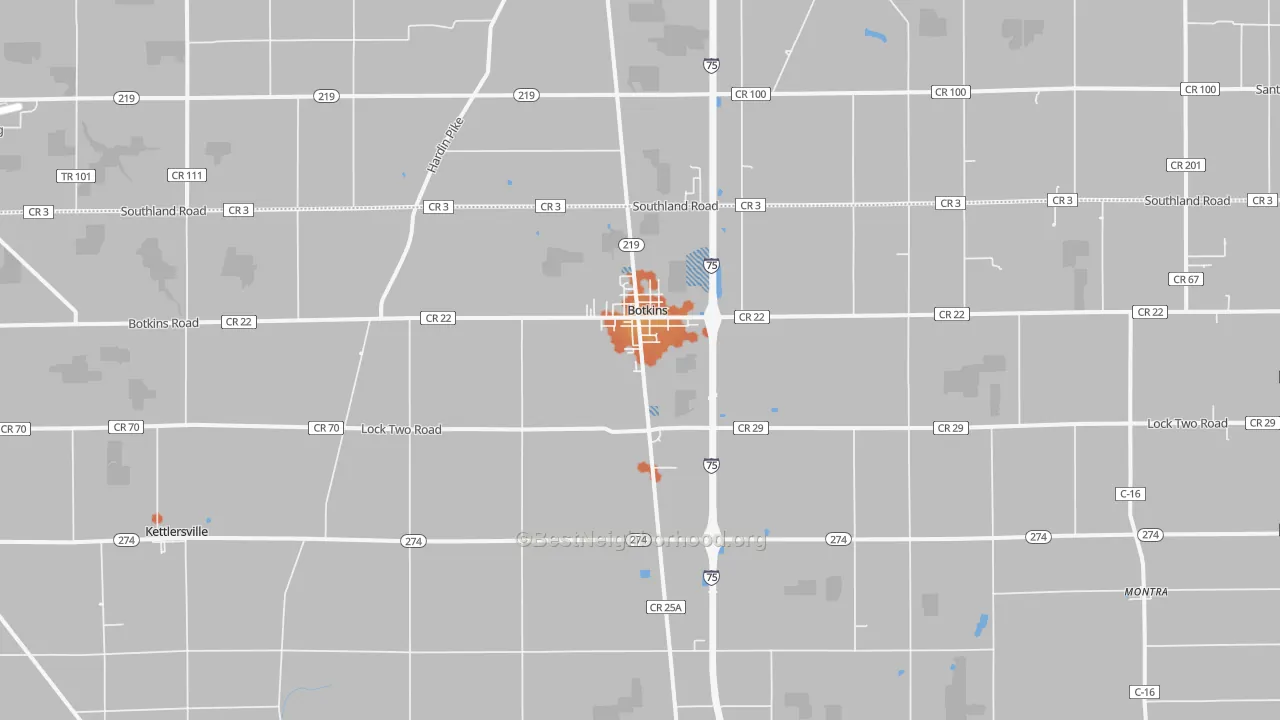 Bike Grade map of 45306, OH