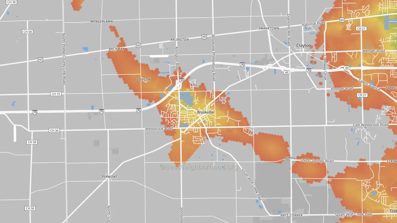 Bike Grade map of 45309, OH