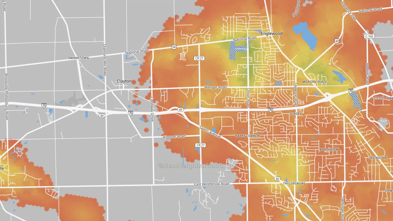 Bike Grade map of 45315, OH