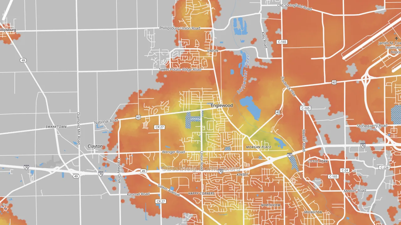 Bike Grade map of 45322, OH