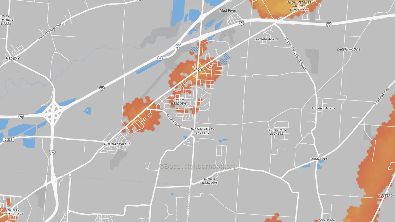 Bike Grade map of 45323, OH
