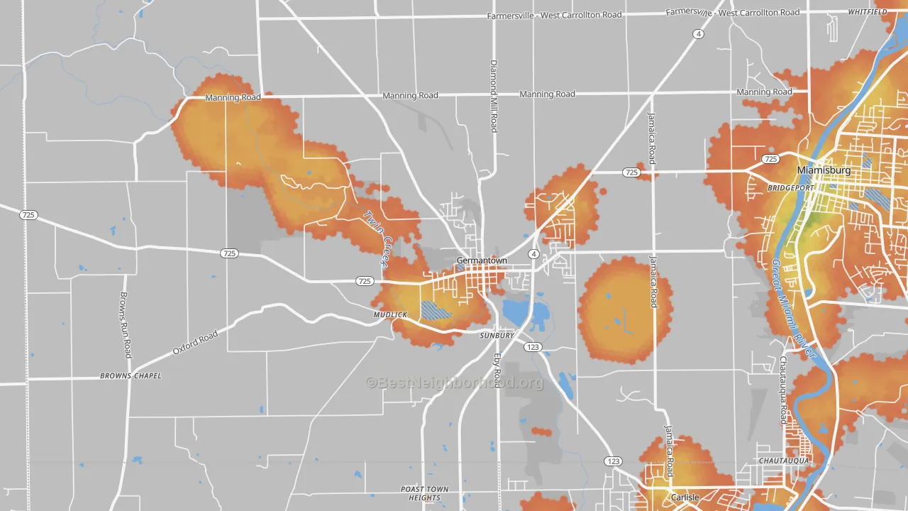 Bike Grade map of 45327, OH