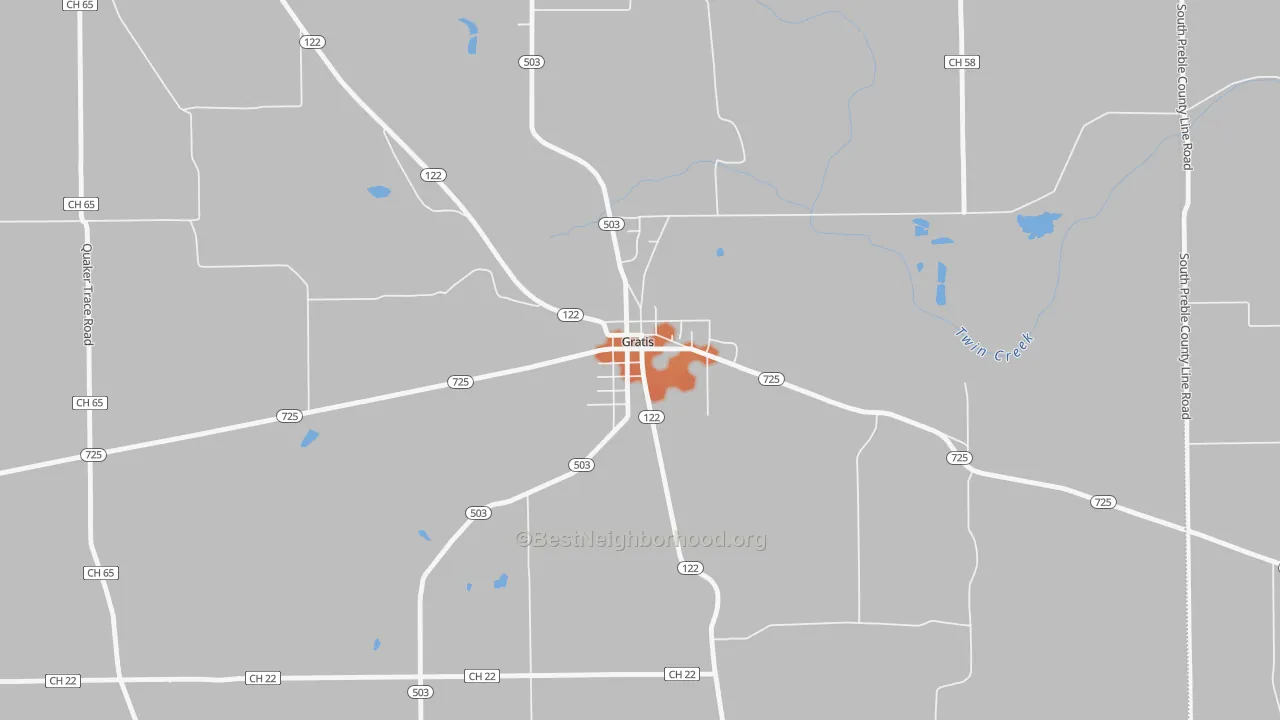 Bike Grade map of 45330, OH