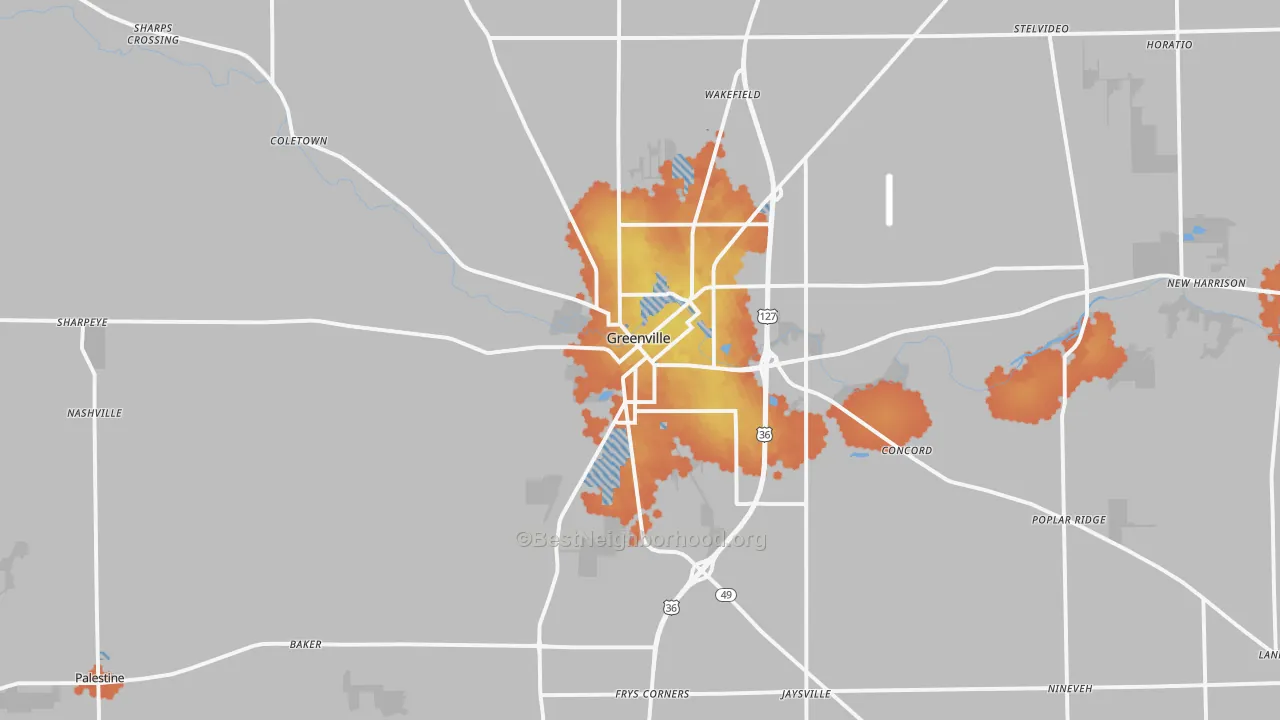 Bike Grade map of 45331, OH