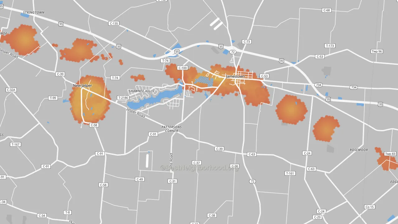 Bike Grade map of 45335, OH