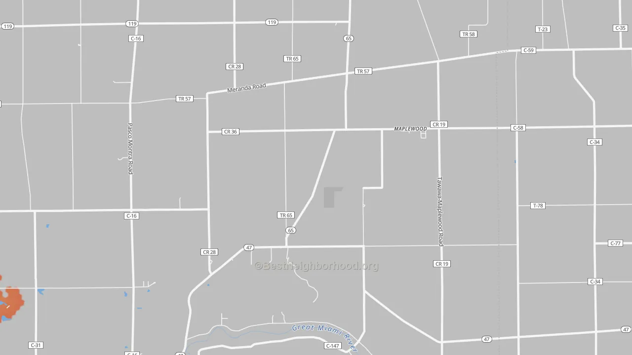 Bike Grade map of 45340, OH