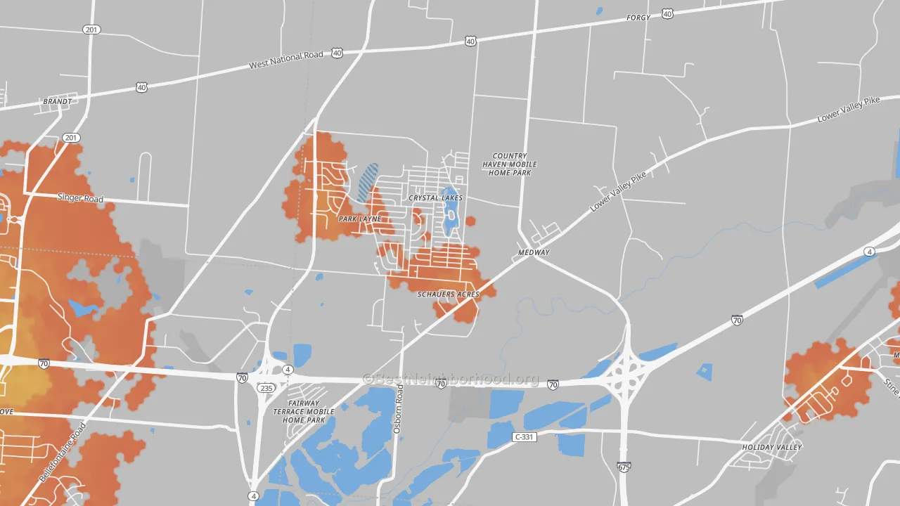 Bike Grade map of 45341, OH