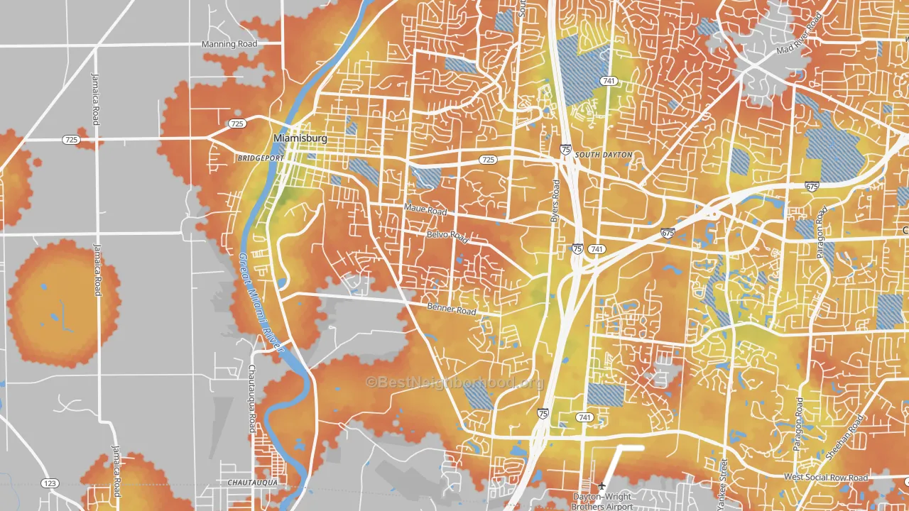 Bike Grade map of 45342, OH