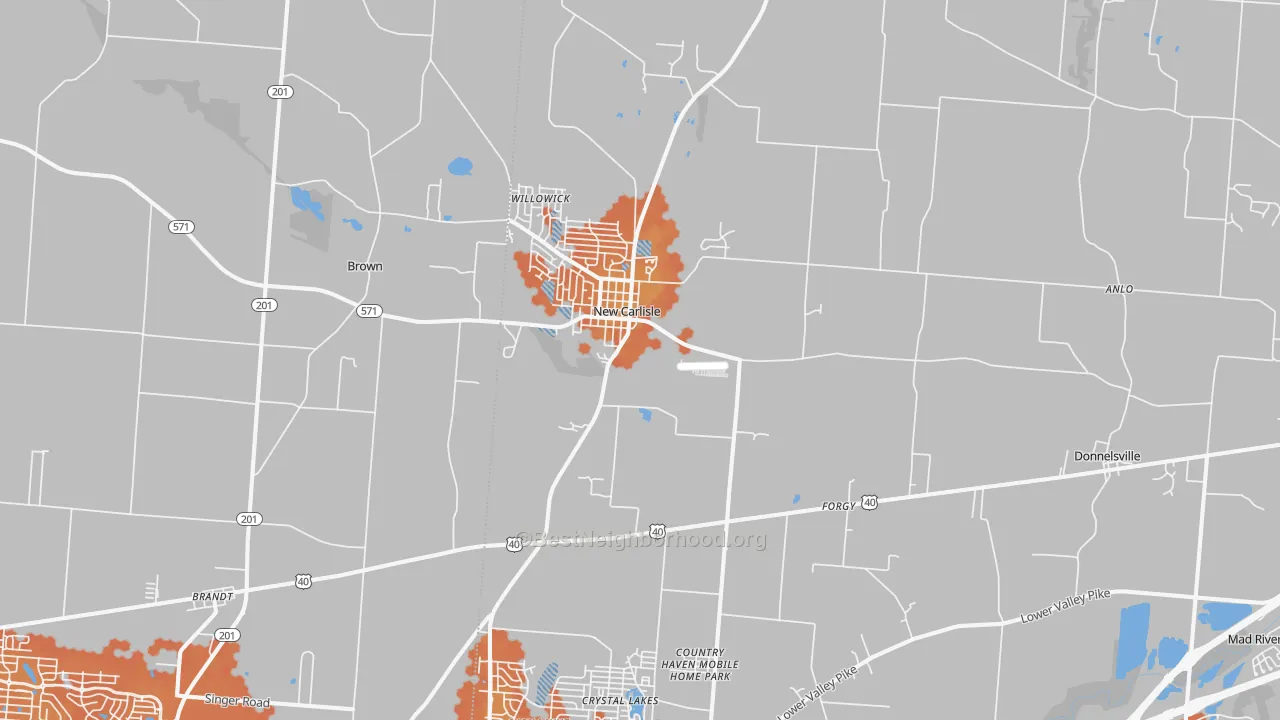 Bike Grade map of 45344, OH