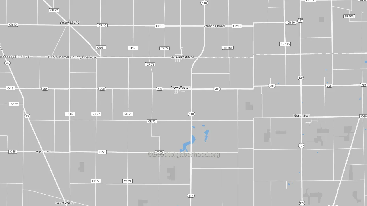Bike Grade map of 45348, OH