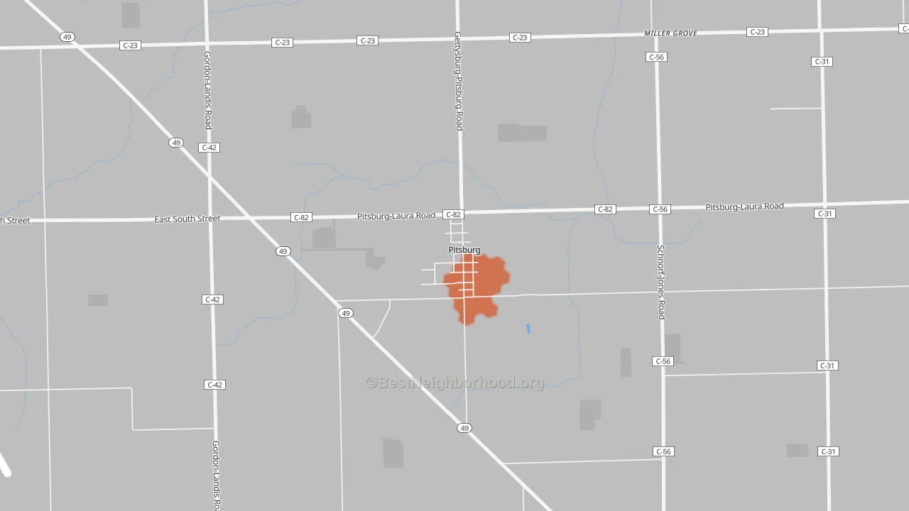 Bike Grade map of 45358, OH