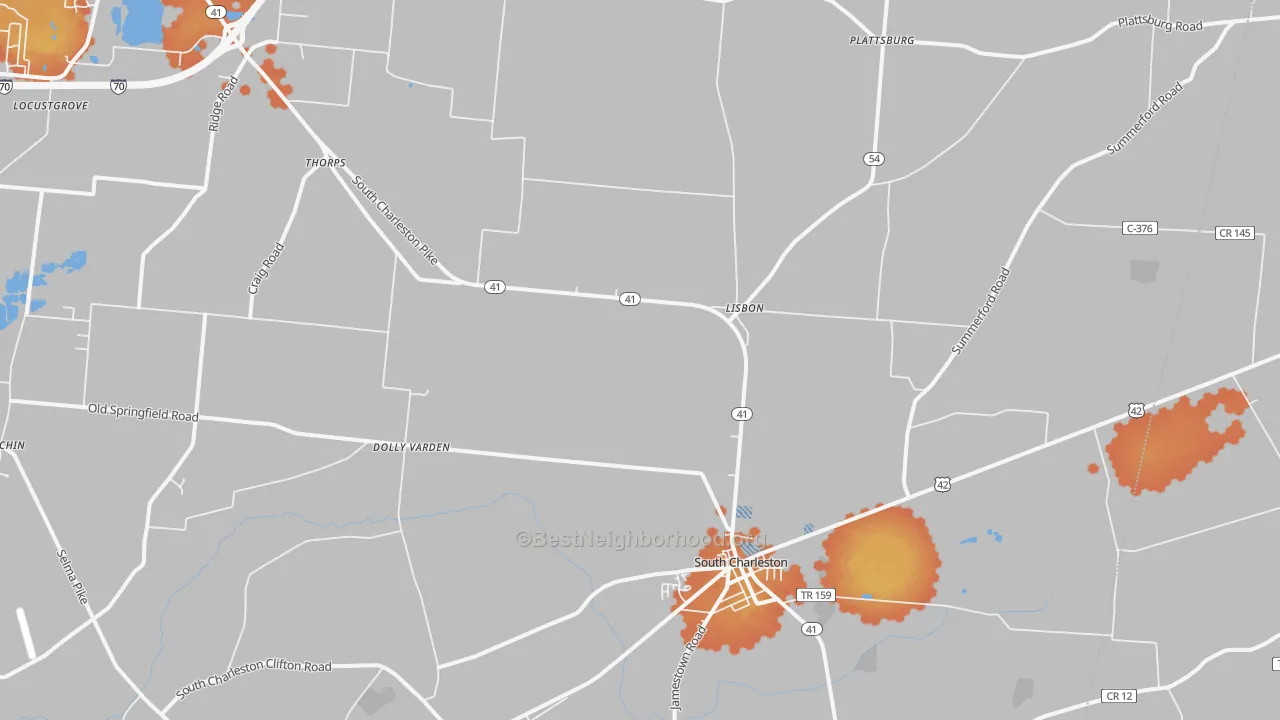 Bike Grade map of 45368, OH