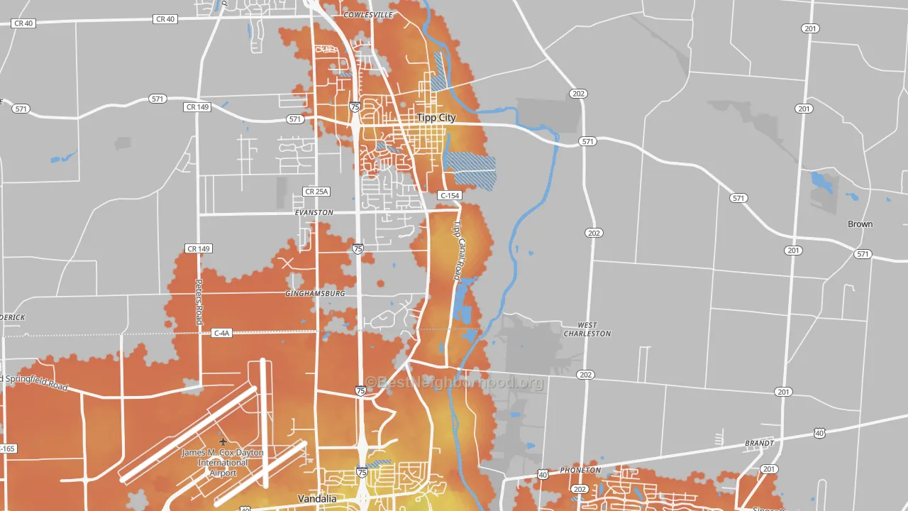 Bike Grade map of 45371, OH