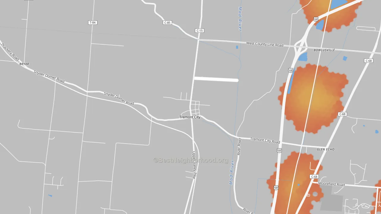 Bike Grade map of 45372, OH