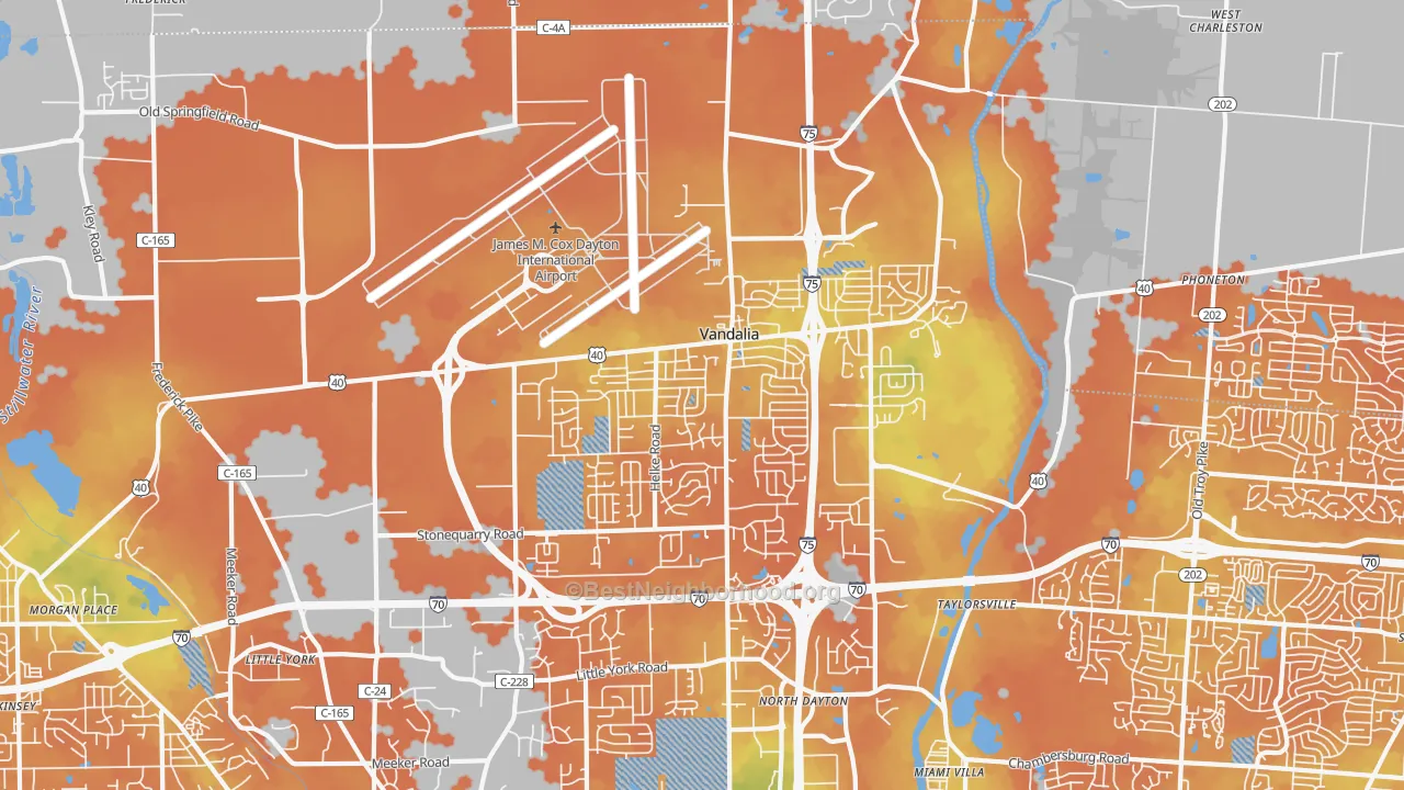 Bike Grade map of 45377, OH