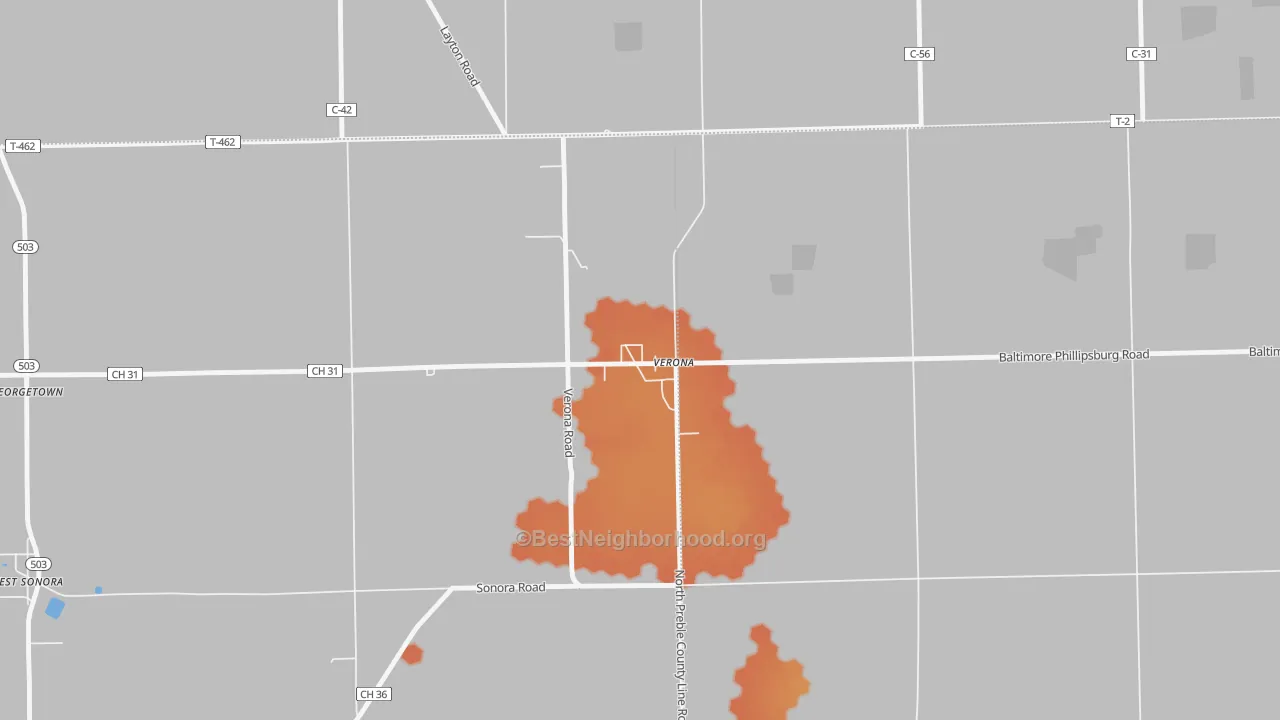 Bike Grade map of 45378, OH