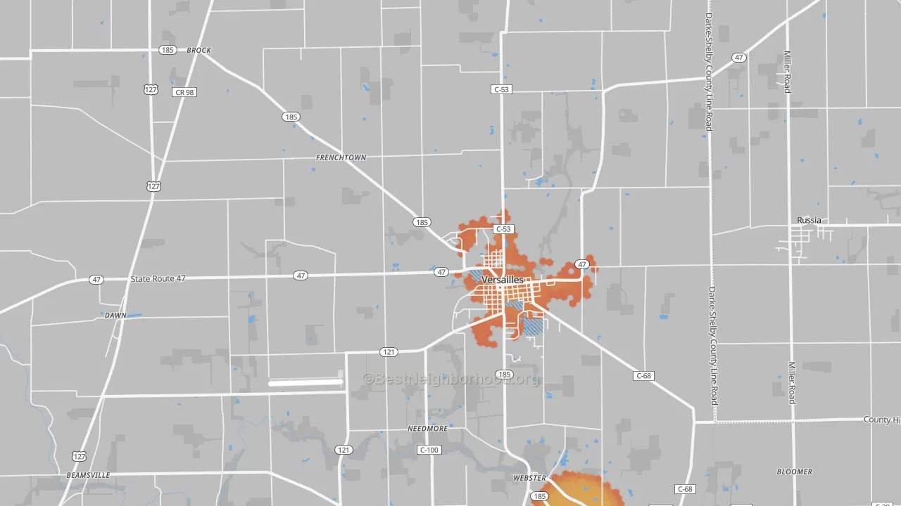 Bike Grade map of 45380, OH