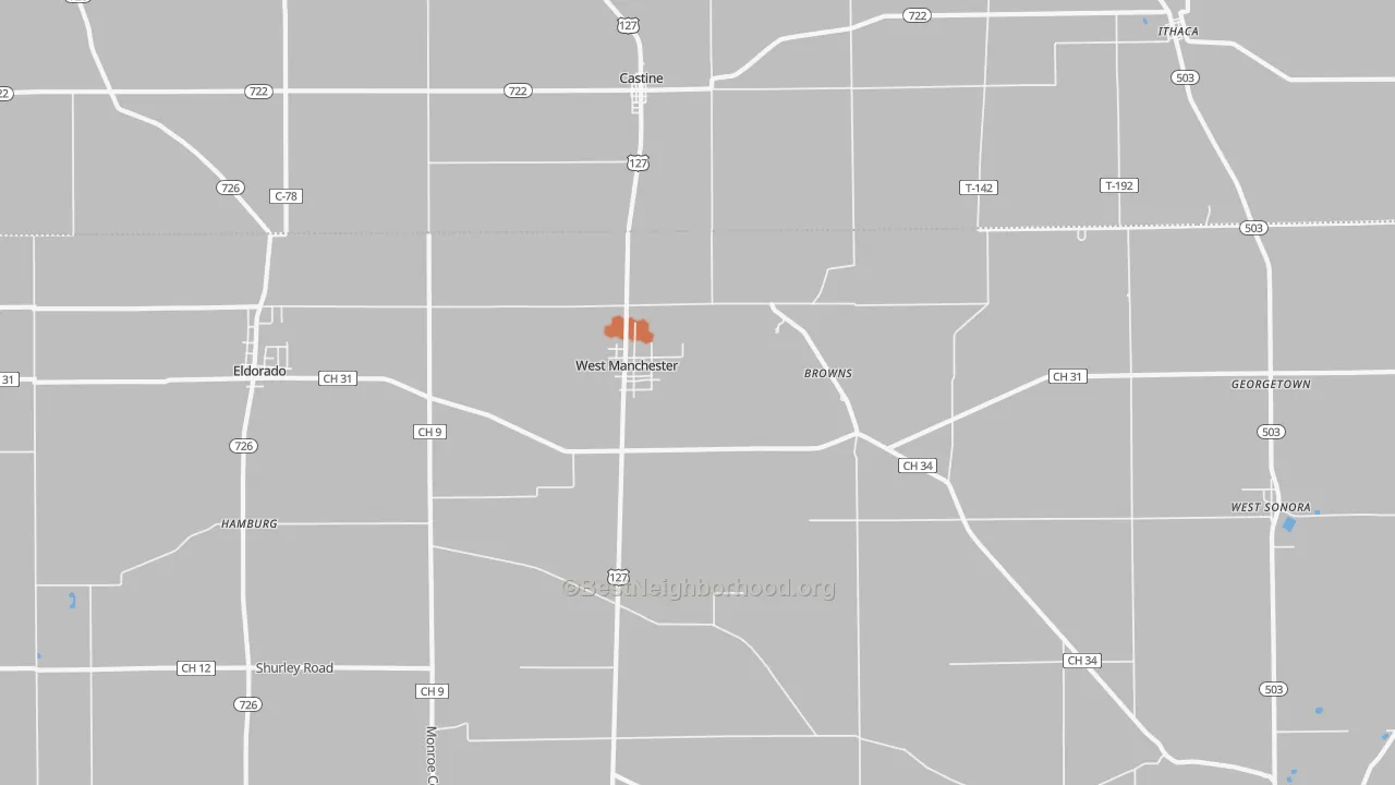 Bike Grade map of 45382, OH