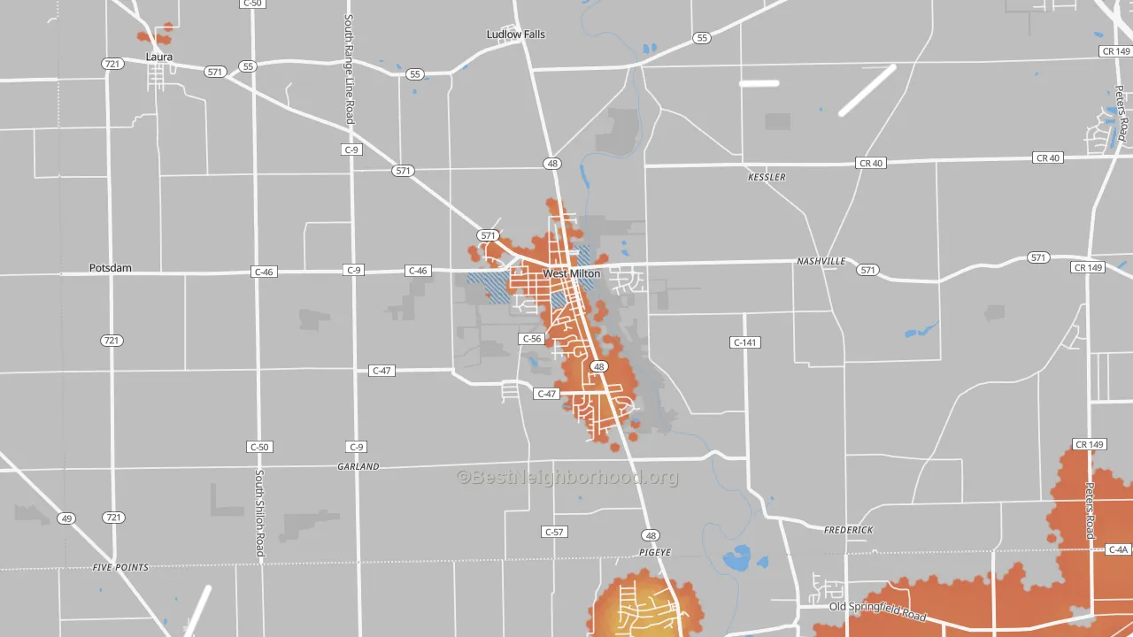 Bike Grade map of 45383, OH