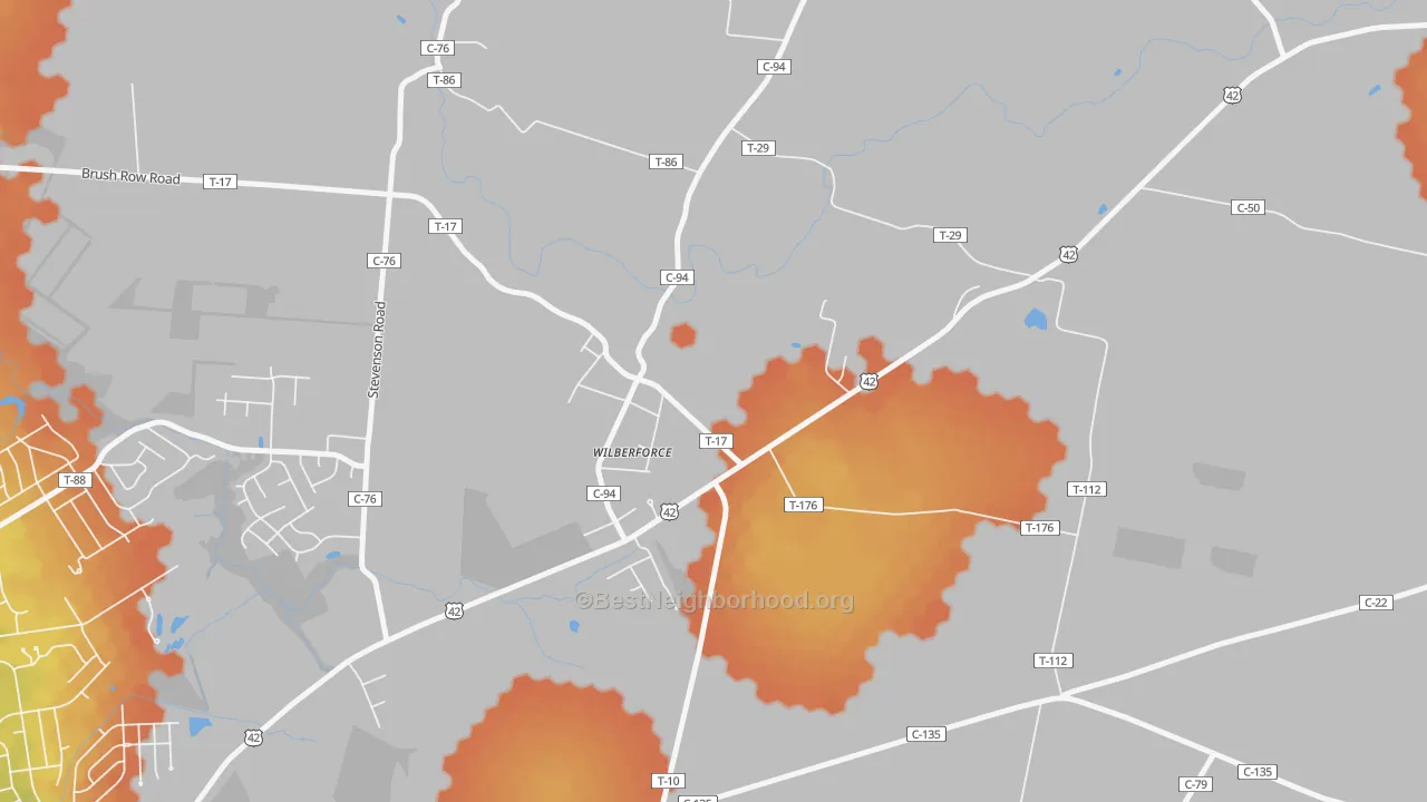 Bike Grade map of 45384, OH