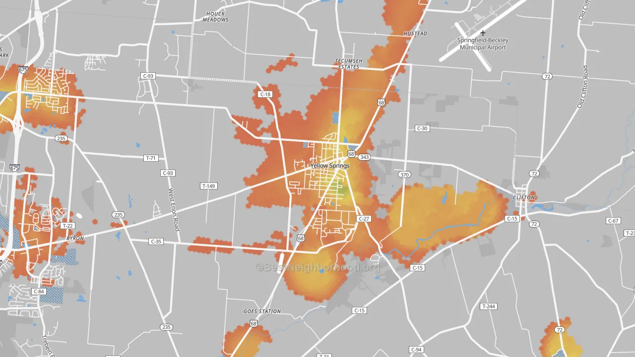 Bike Grade map of 45387, OH