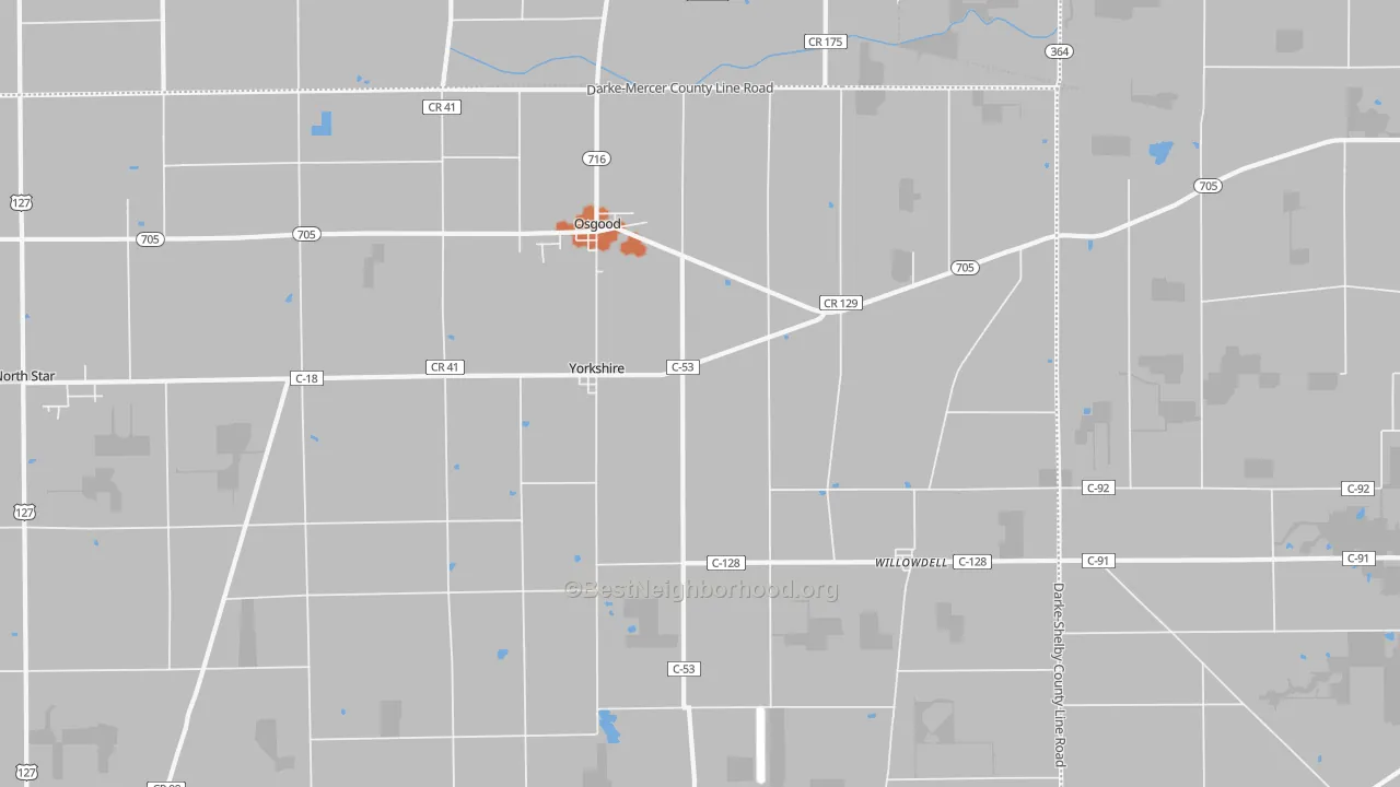 Bike Grade map of 45388, OH