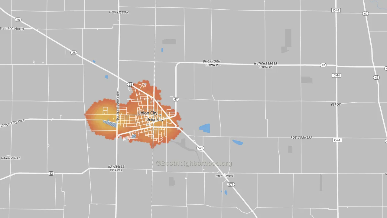 Bike Grade map of 45390, OH
