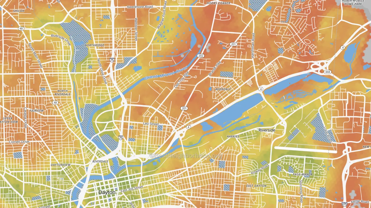 Bike Grade map of 45404, OH