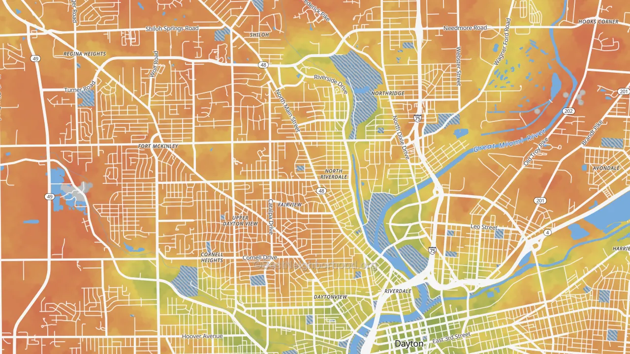 Bike Grade map of 45405, OH