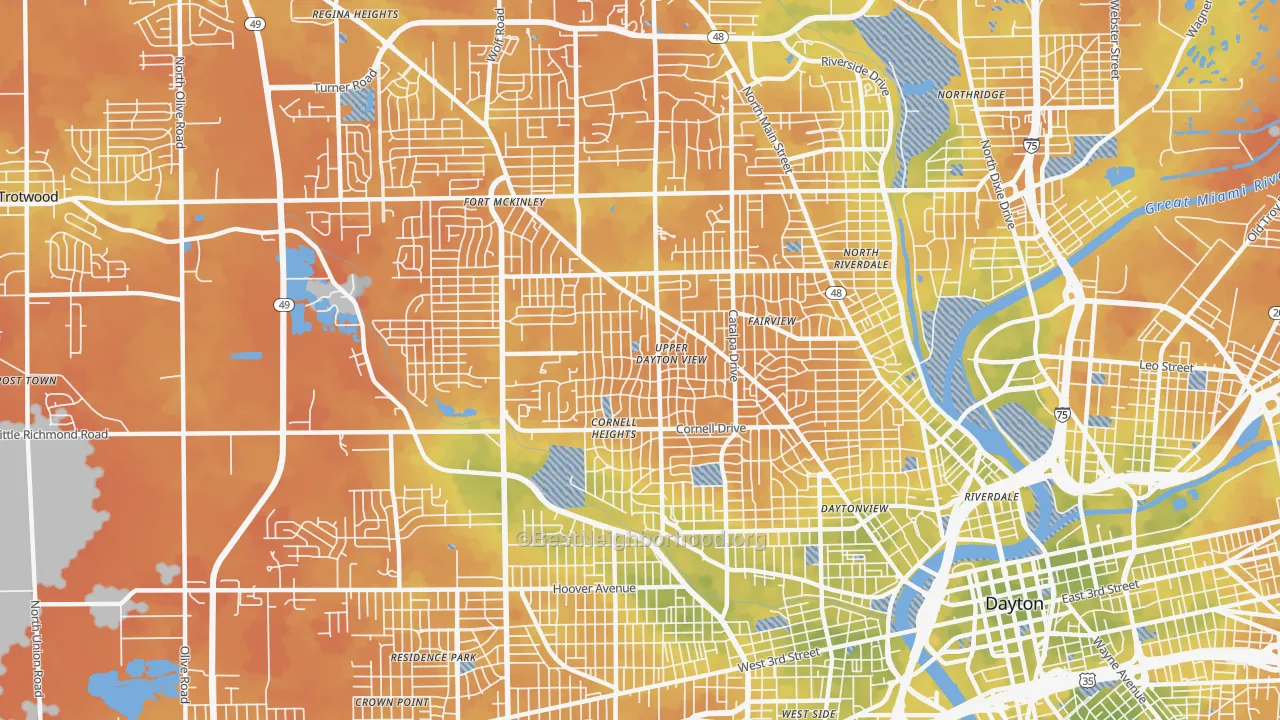 Bike Grade map of 45406, OH