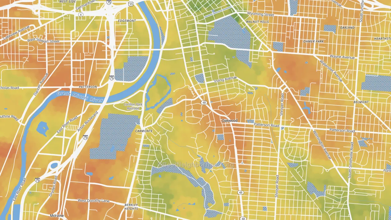 Bike Grade map of 45409, OH