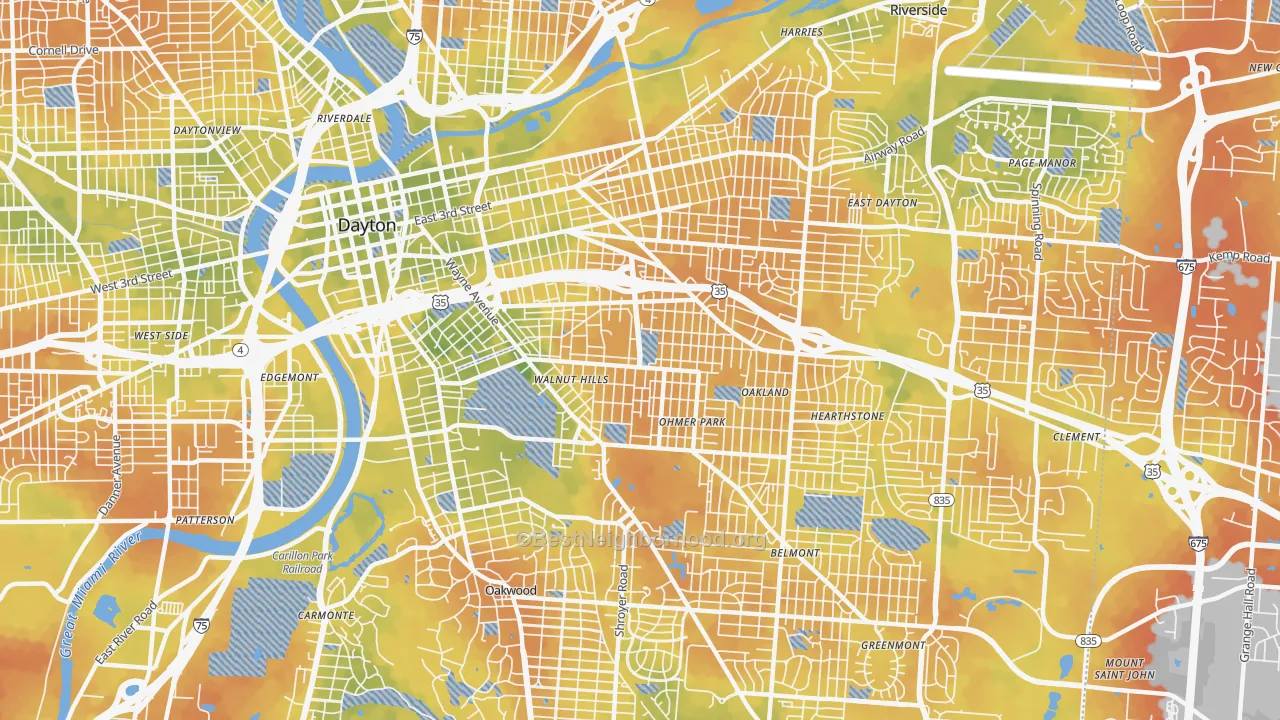 Bike Grade map of 45410, OH