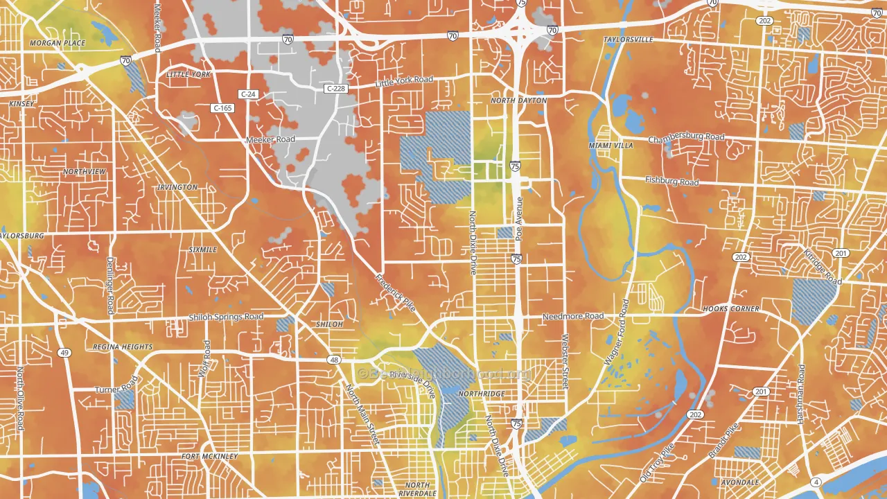 Bike Grade map of 45414, OH