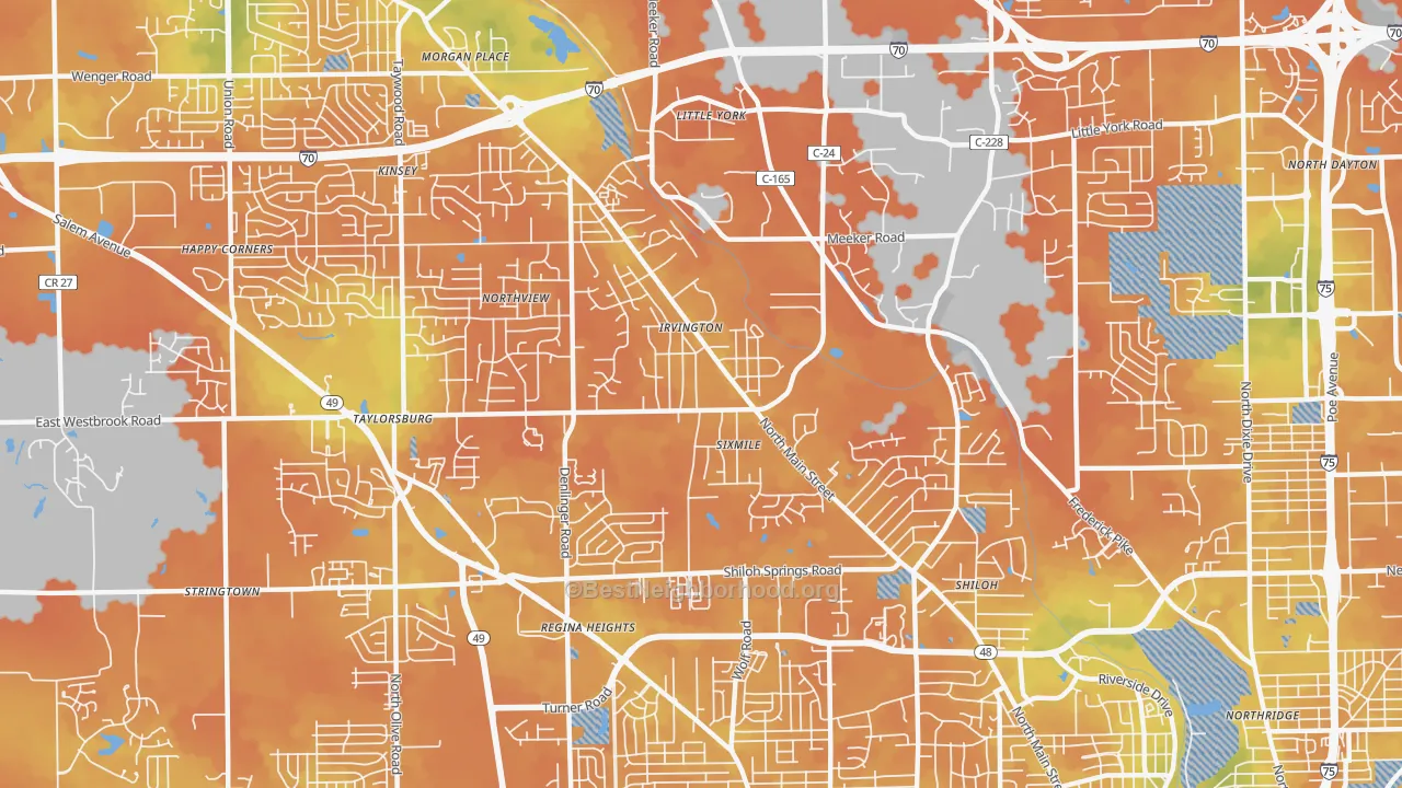 Bike Grade map of 45415, OH