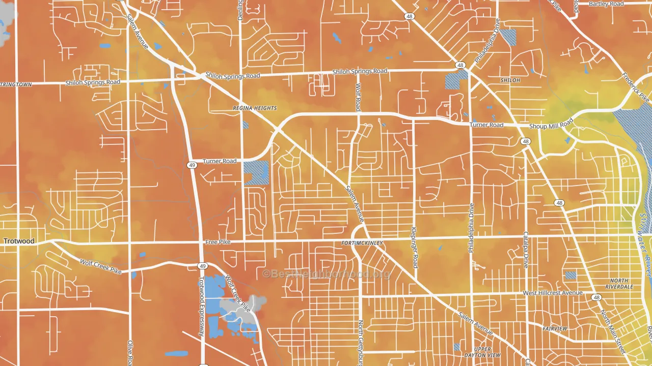 Bike Grade map of 45416, OH