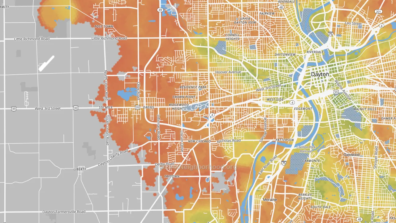 Bike Grade map of 45417, OH