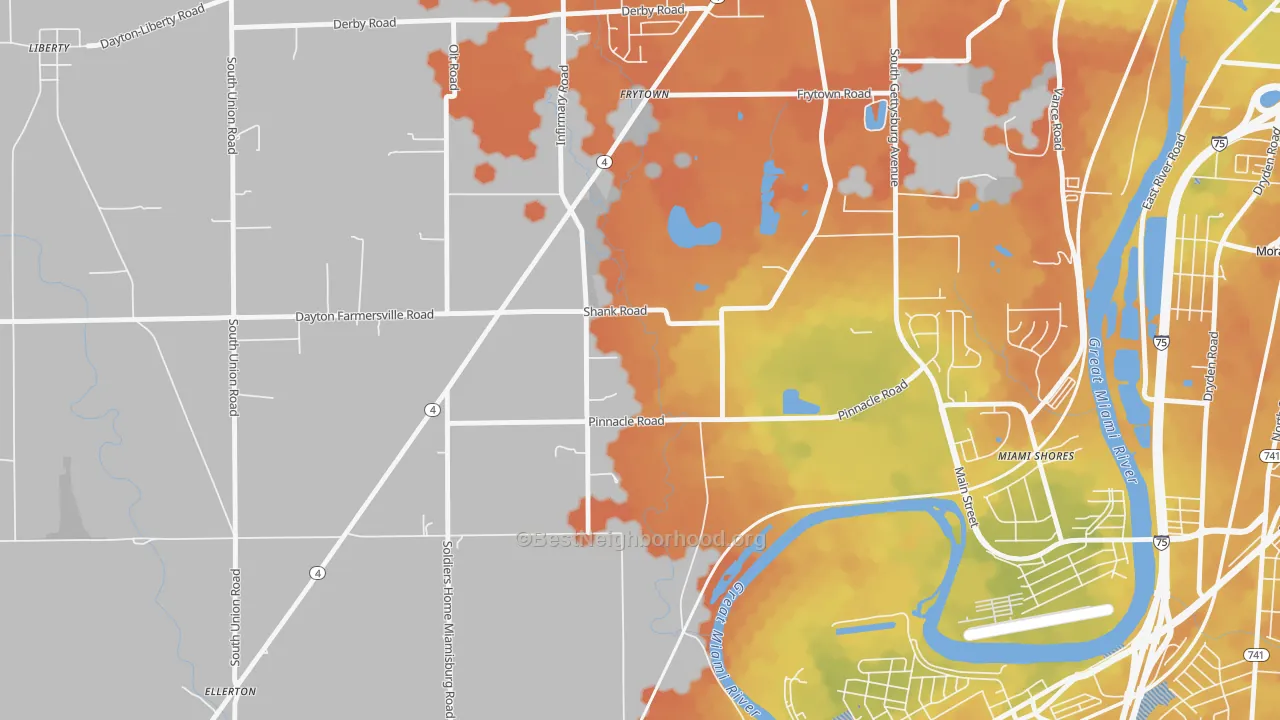 Bike Grade map of 45418, OH
