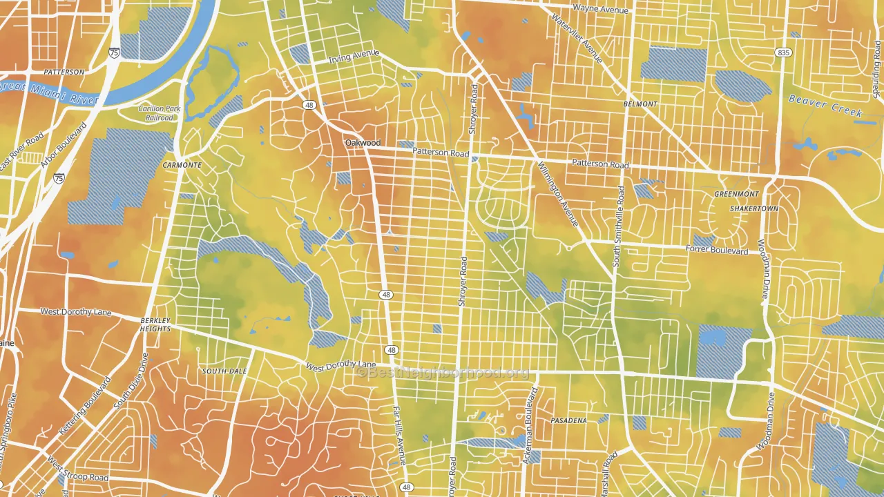 Bike Grade map of 45419, OH