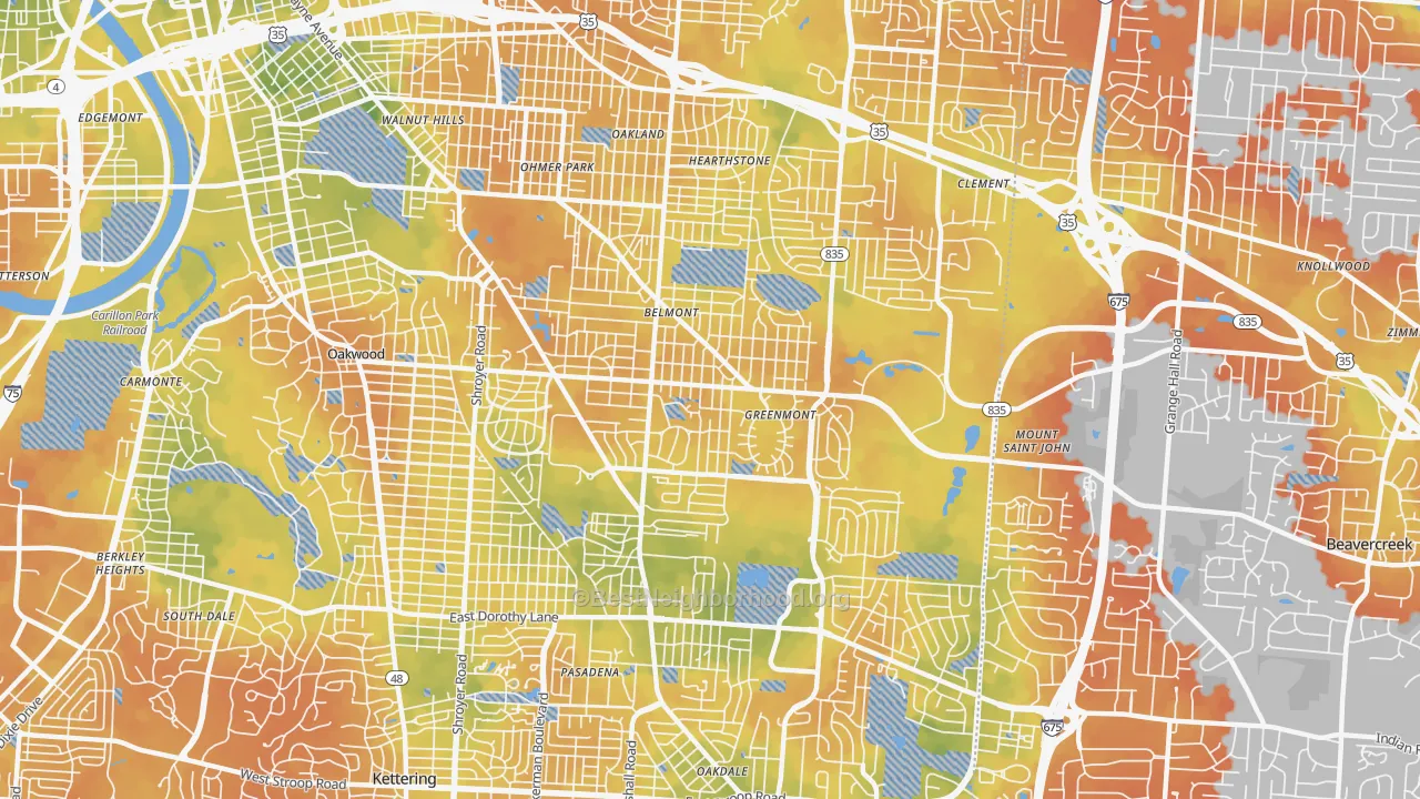 Bike Grade map of 45420, OH