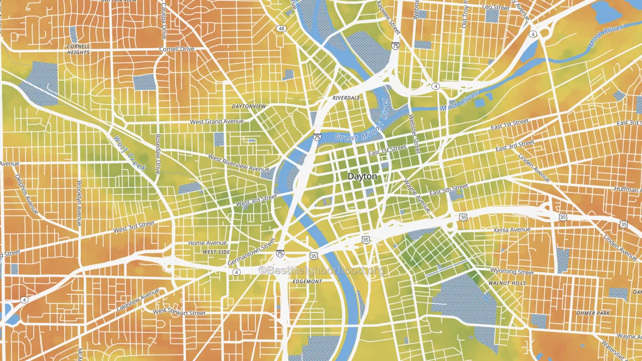 Bike Grade map of 45422, OH